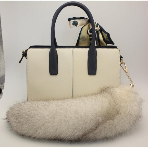 ⚡White Gray Fox Tail Fur Cosplay Toy HOOK Handbag Accessery Fashion Charm - Picture 4 of 9